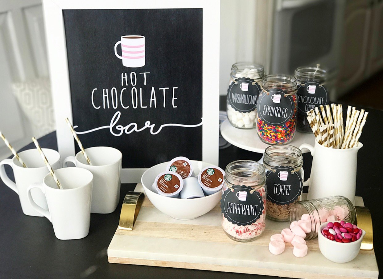 Hot Chocolate Bar Kit Hot Cocoa Banner Bar Kit Hot Chocolate Bar Supplies  Sign Labels Cup Tags for Wintertime Holiday Christmas Baby It's Cold  Outside