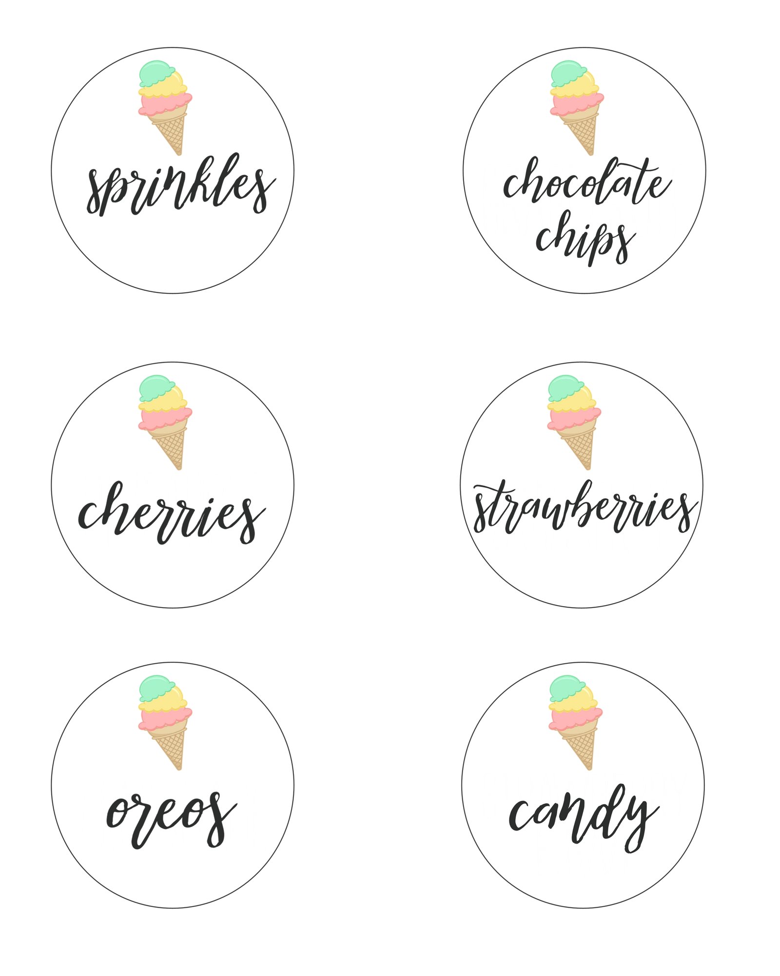 Free Printable Ice Cream Topping Labels Printable Form Templates and