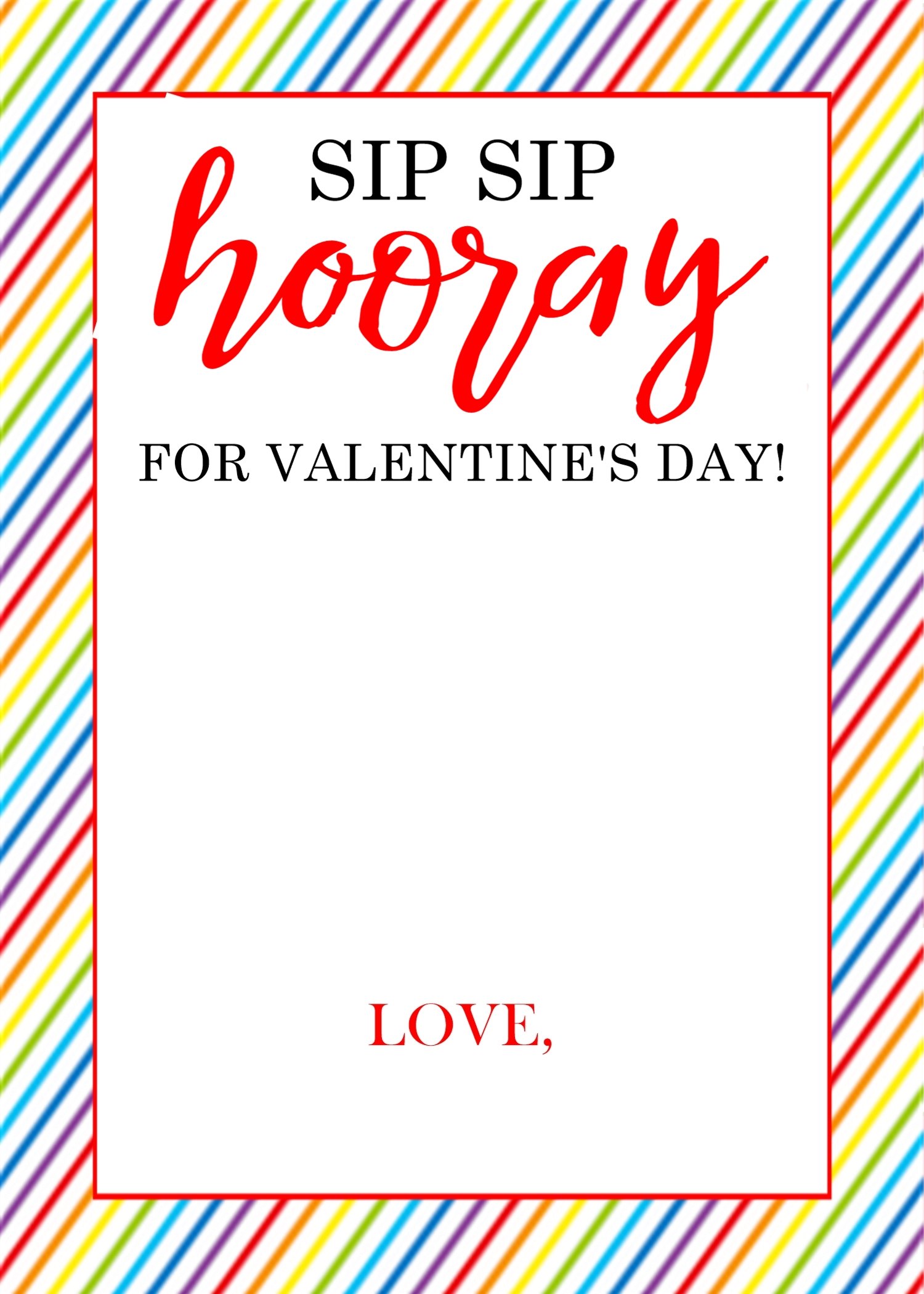 Teachers Valentine's Day Printable Gift Card Holder for  Gift Card  5x7 