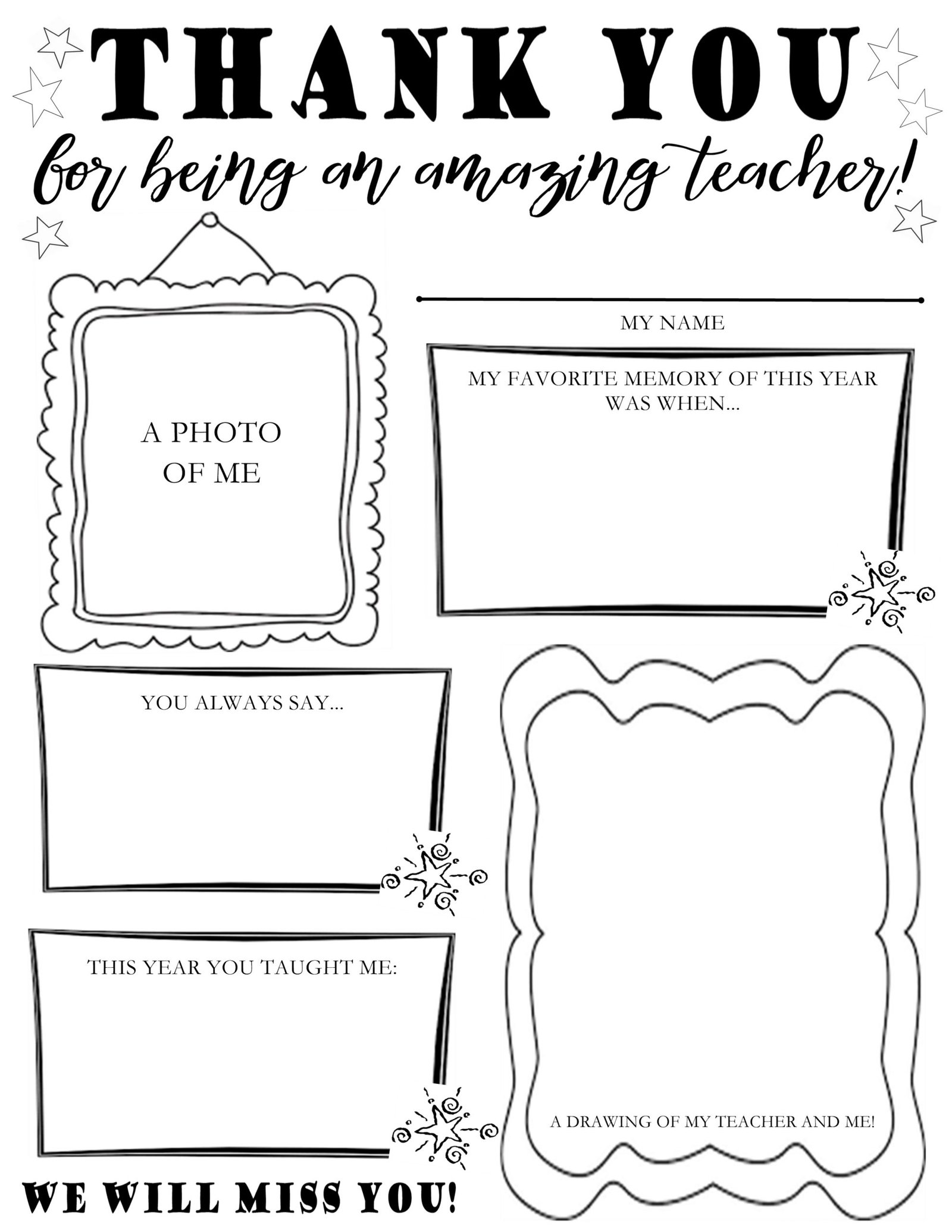 Thank You Teacher Activity Sheet Twinkl USA Resources